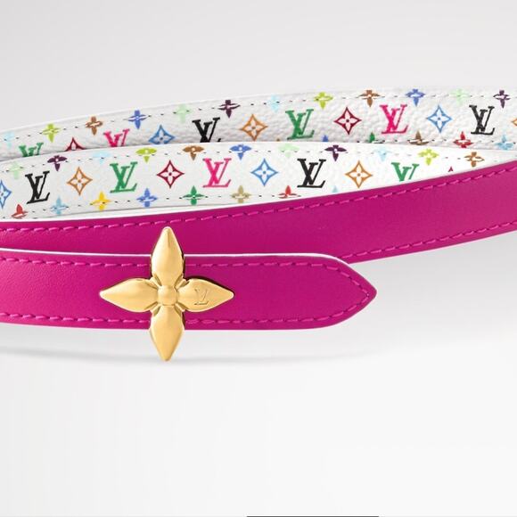 Louis Vuitton TM Murakami Mini Flowergram Reversible Belt Pink White 80cm XS NEW - Picture 1 of 15